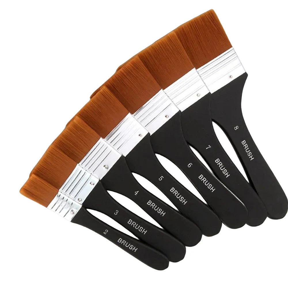 Watercolor Oil Art Paint Brush 7 Sizes Nylon Hair Painting Brushes Set Wood Handles Acrylic Paints Drawing Brush Tools