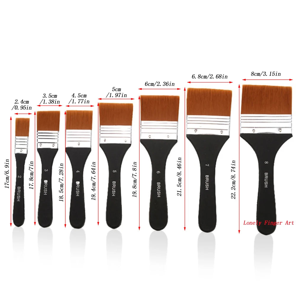 Watercolor Oil Art Paint Brush 7 Sizes Nylon Hair Painting Brushes Set Wood Handles Acrylic Paints Drawing Brush Tools