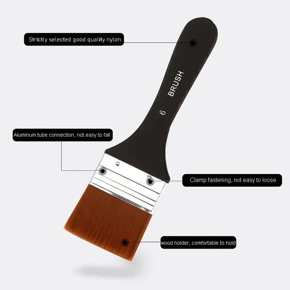 Watercolor Oil Art Paint Brush 7 Sizes Nylon Hair Painting Brushes Set Wood Handles Acrylic Paints Drawing Brush Tools