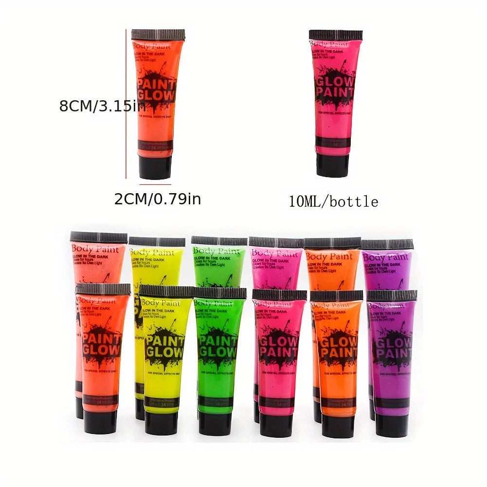 Neon Fluorescent Face and Body Art Paint for Festivals, Halloween, and Cosplay - UV Glow Makeup for Kids