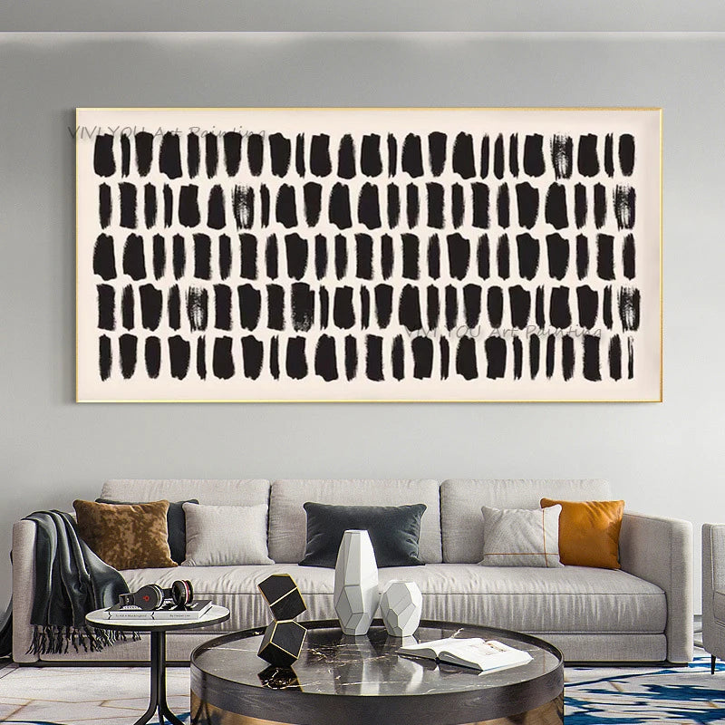 100% Handpainted Black and White Oil Painting Abstract Textured Acrylic Art Hot Selling Wall Showpieces Canvas for Living Room
