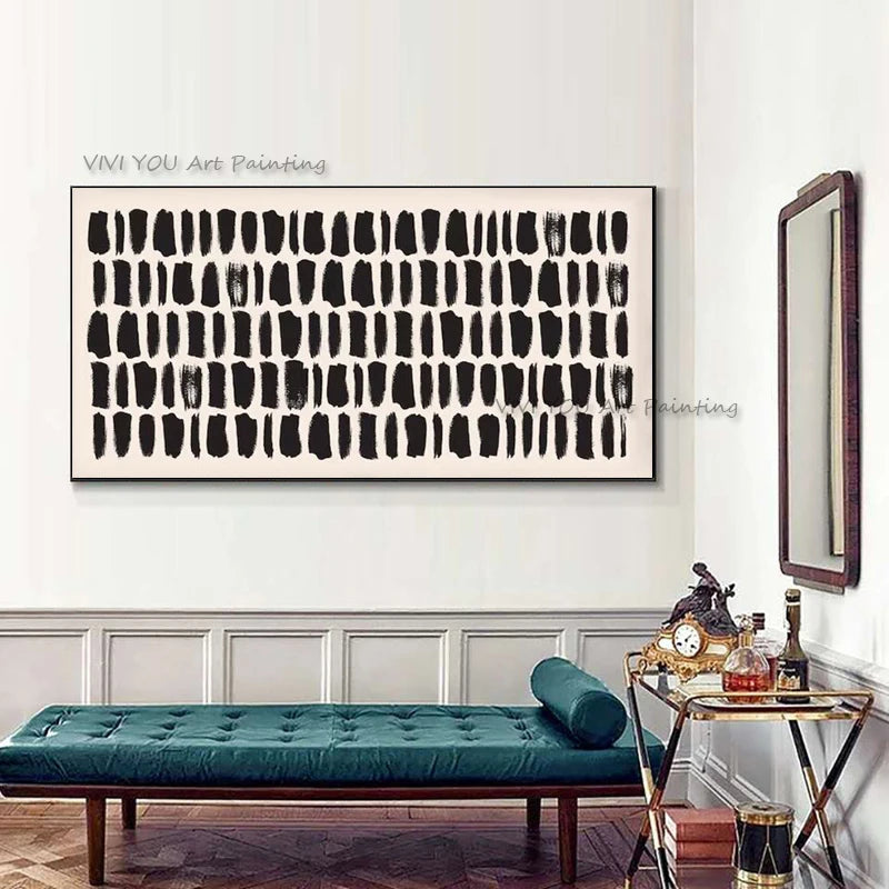 100% Handpainted Black and White Oil Painting Abstract Textured Acrylic Art Hot Selling Wall Showpieces Canvas for Living Room