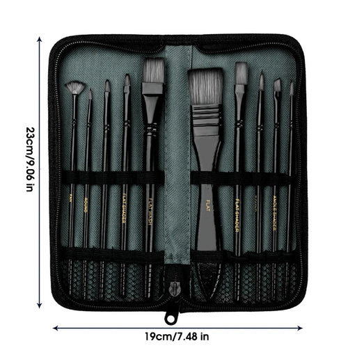 10Pcs/Set Nylon Hair Wooden Handle Watercolor Paint Brush Pen Set Learning DIY Oil Acrylic Painting Art Paint Brushes Supplies