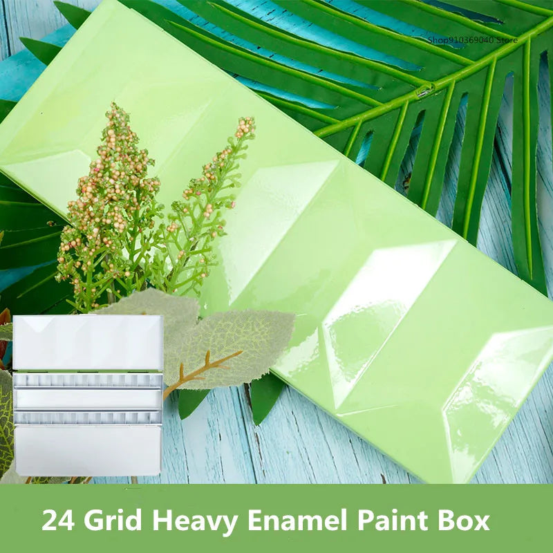Heavy Enamel, Dustproof and Moisturizing Solid Watercolor Palette 24 Grid Portable Art Paint Empty Box for Art Supplies