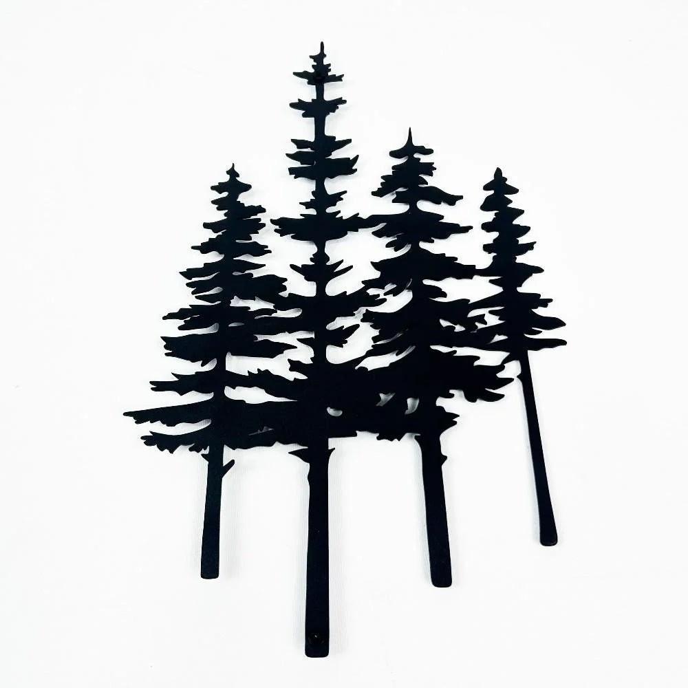 Pine Trees Metal Wall Art – Galvanized Steel Forest Silhouette