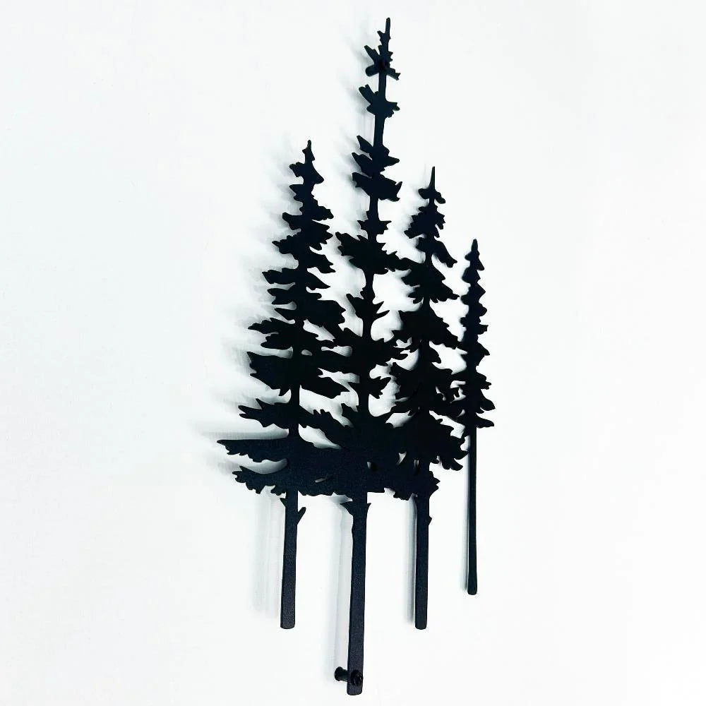 Pine Trees Metal Wall Art – Galvanized Steel Forest Silhouette