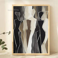 Hand Drawn Abstract Black Beige People Canvas Artwork Modern Brown Beige Women Oil Painting Special New Design Wall Decor