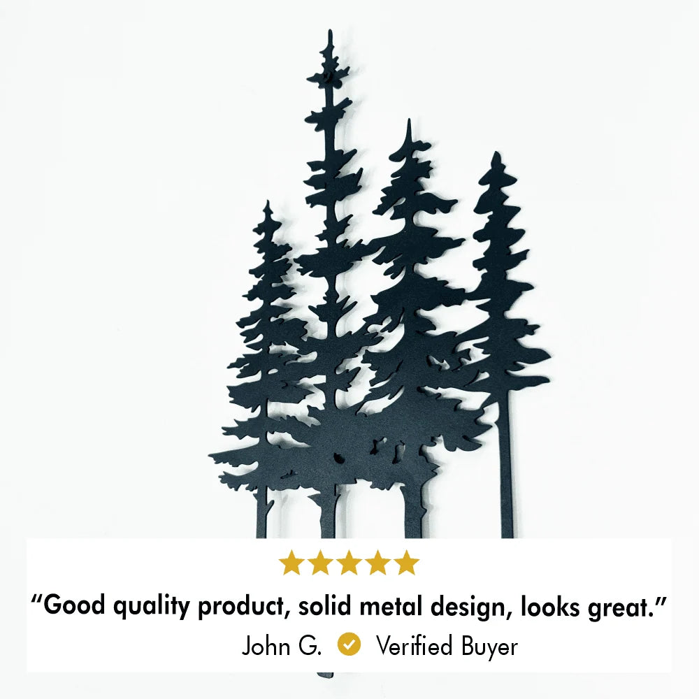 Pine Trees Metal Wall Art – Galvanized Steel Forest Silhouette