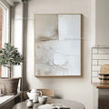 Handpainted Biege and White Abstract Thick Oil Painting on Canvas Simple Design Set of Two Canvas Wall Art for Room Decor