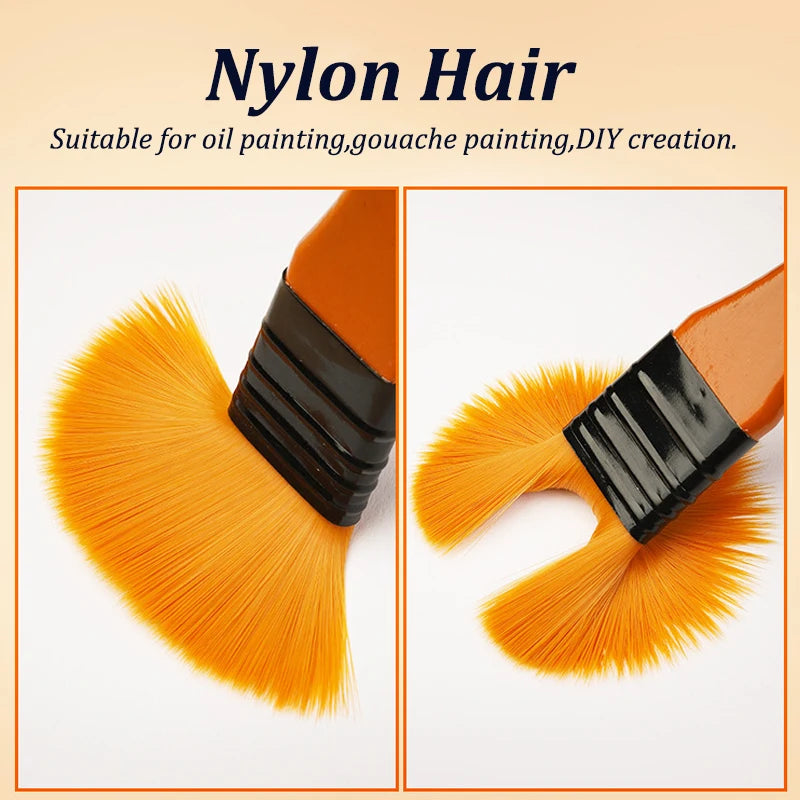 10Pcs/Set Nylon Hair Wooden Handle Watercolor Paint Brush Pen Set Learning DIY Oil Acrylic Painting Art Paint Brushes Supplies