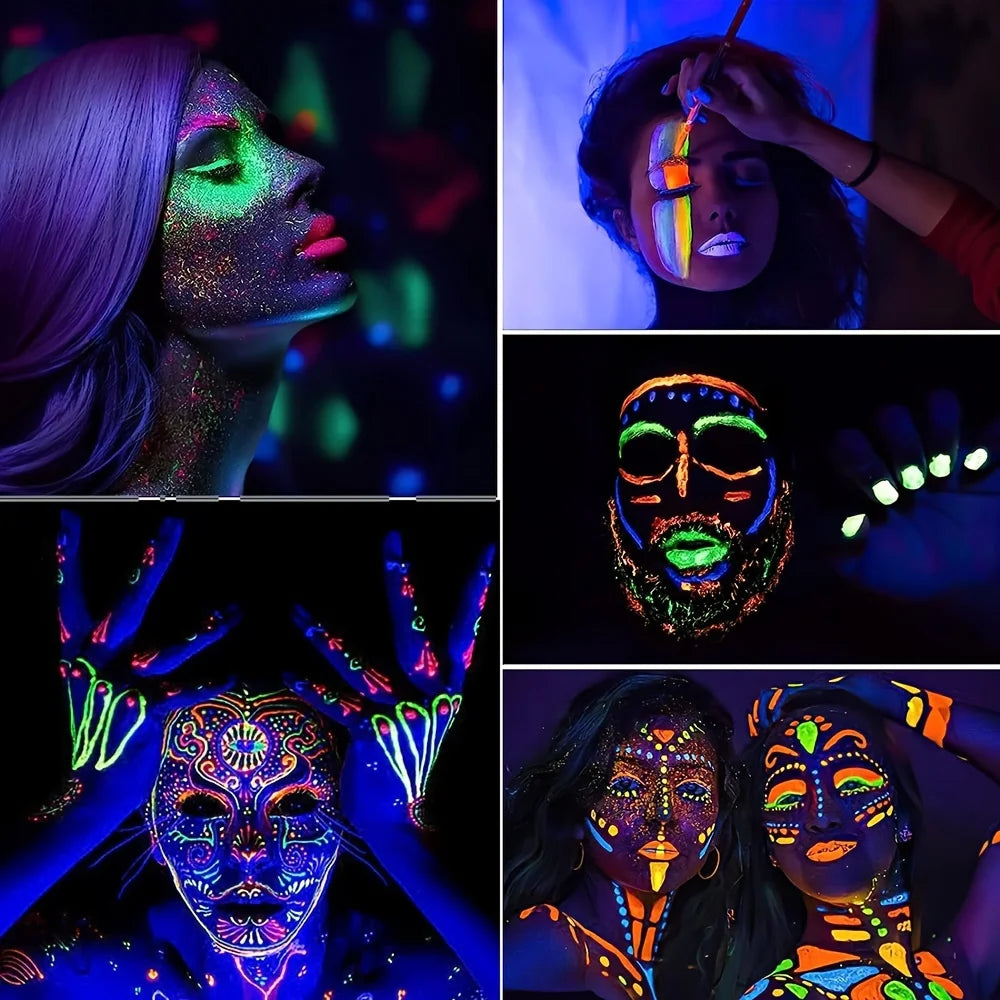 Neon Fluorescent Face and Body Art Paint for Festivals, Halloween, and Cosplay - UV Glow Makeup for Kids