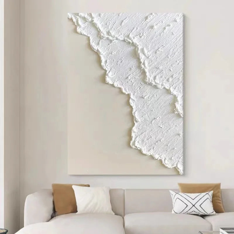Handpainted Modern Abstract Textured Acrylic Canvas Wall Art White Thick Oil Waves Painting Artwork Home Decoration Paintings