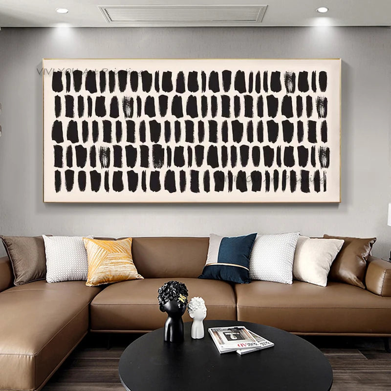 100% Handpainted Black and White Oil Painting Abstract Textured Acrylic Art Hot Selling Wall Showpieces Canvas for Living Room