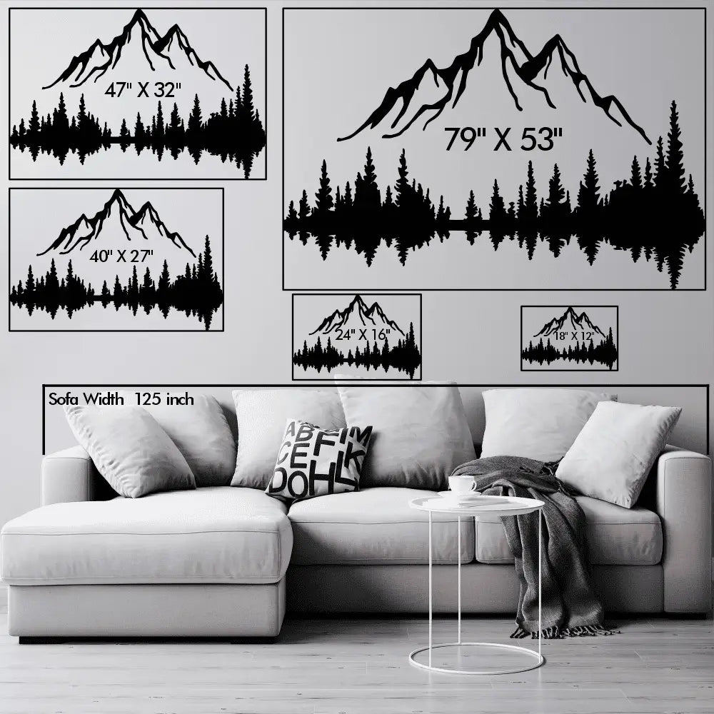 Mountain and Forest Metal Wall Art – Powder-Coated Forest Silhouette
